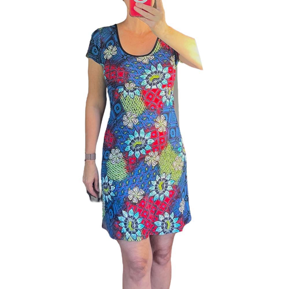 Salaam Vermont Floral Jersey Short-sleeved Dress Medium USA made